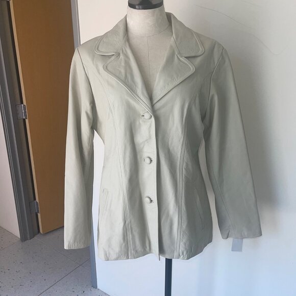 Razo Vintage Womens Jacket Size Large Cream Leather Pockets Casual Mexico - Picture 14 of 16